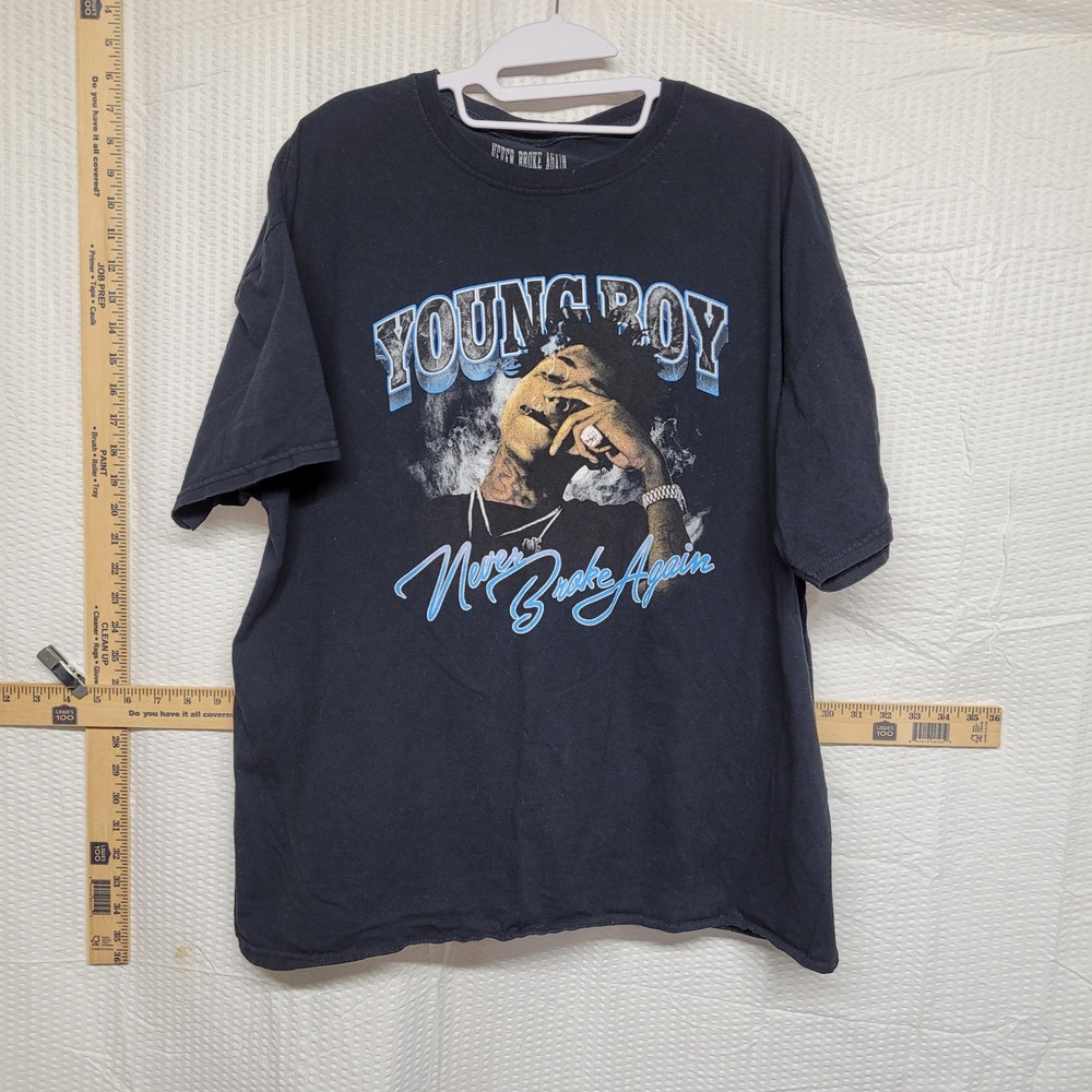 Never Broke Again NBA YoungBoy Graphic T-Shirt Black XL Short‎ Sleeve Hip Hop
